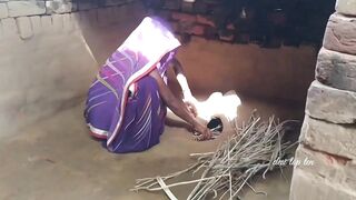 गावरान बायको चूल पेटवताना तिला कचाकचा झवली