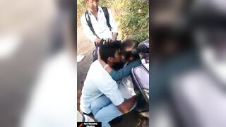 College Girl Kissing Her Boyfriend In Open