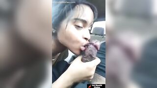घाटावरची पोरगी सरळ गाडीत घुसून लागली लंड चोखायला